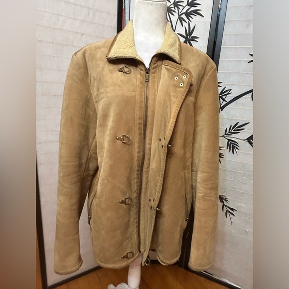 Micheal Kors Leather Coat Womens size large Tan color - Picture 7 of 16